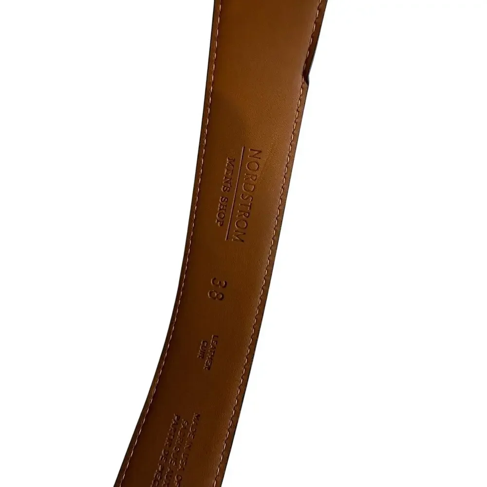 Nordstrom Mens Brown Contrast Stitch Leather Belt 38